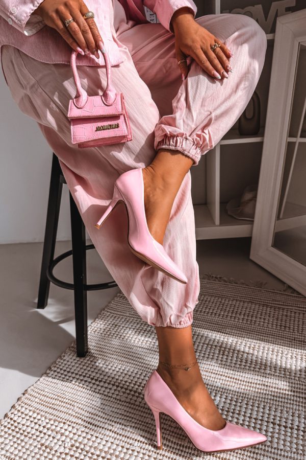 Pink High Heels in High Heels with Fabric, Footbed and Heel Height