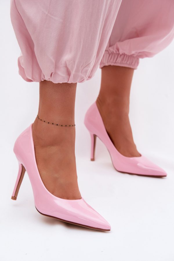 Pink High Heels in High Heels with Fabric, Footbed and Heel Height