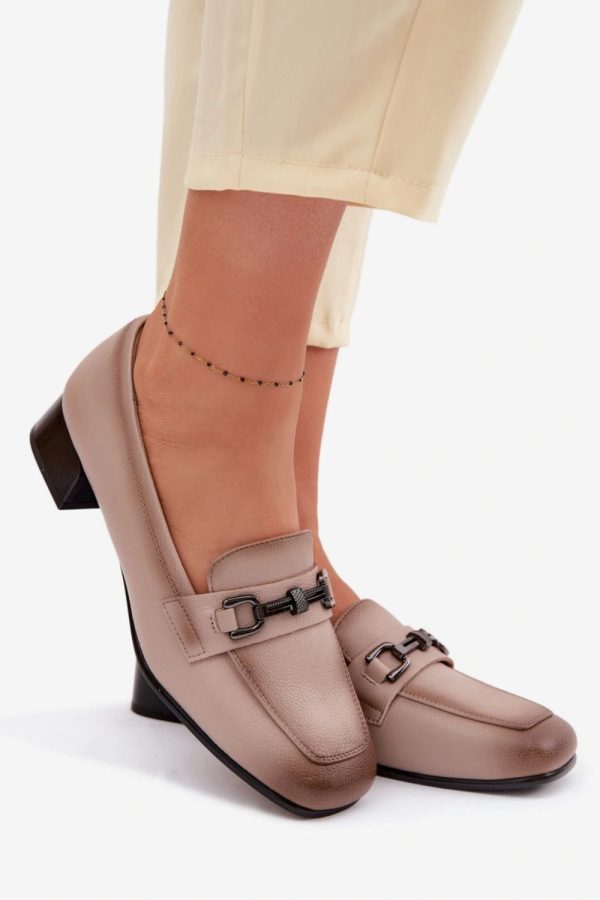 Beige Heeled Low Shoes in Women`s Ankle Boots & Booties with Fabric, Footbed and Heel Height