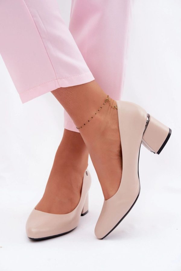 beige Block heel pumps model 226543 Step in style