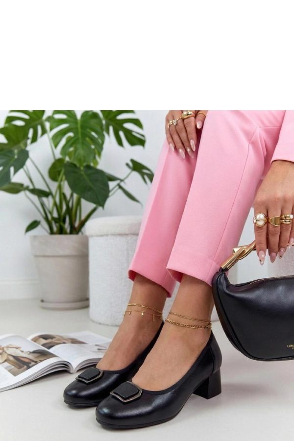 Black Block Heel Pumps...Fabric, Footbed and Heel Height