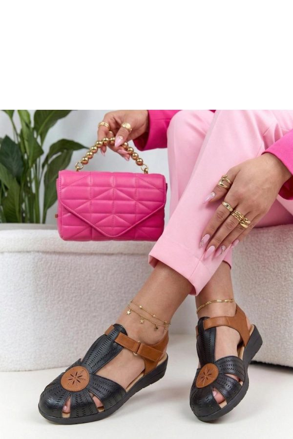 Black Sandals.Fabric, Footbed and Heel Height