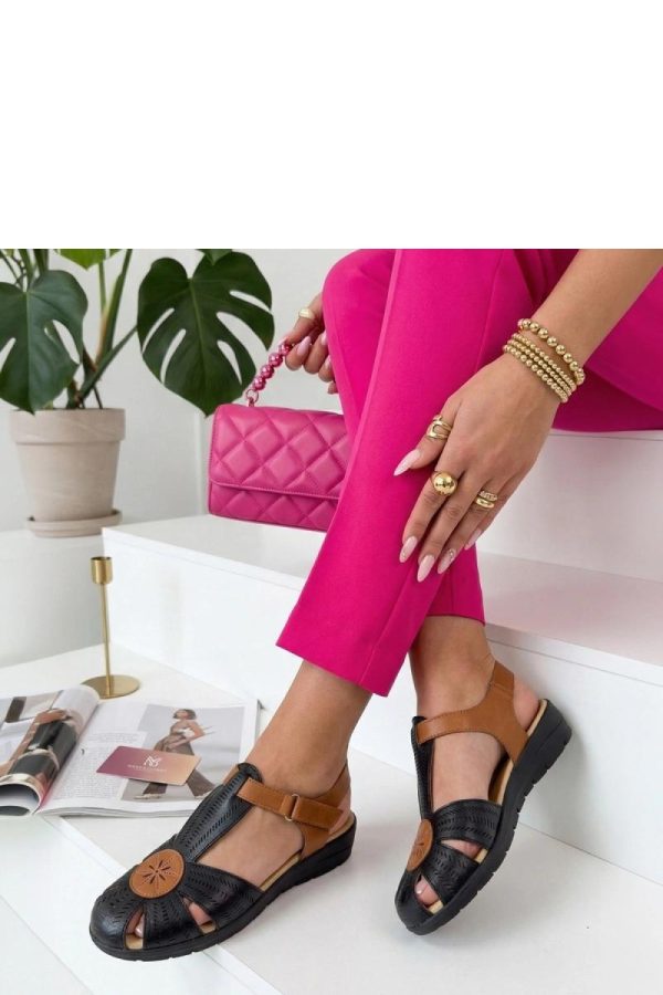 Black Sandals.Fabric, Footbed and Heel Height