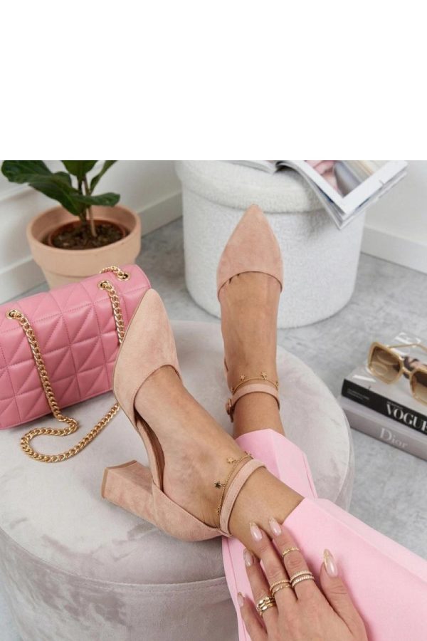 Pink Block Heel Pumps..Fabric, Footbed and Heel Height