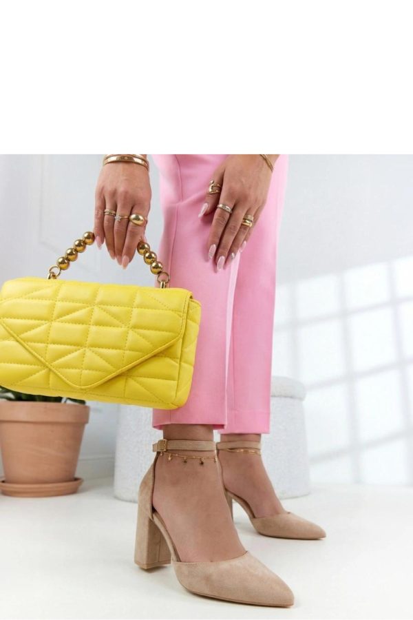 Beige Block Heel Pumps...Fabric, Footbed and Heel Height
