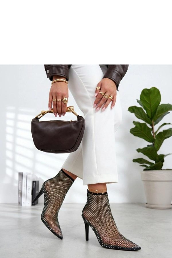Black Heel Boots in Women`s Ankle Boots & Booties with Fabric, Footbed and Heel Height
