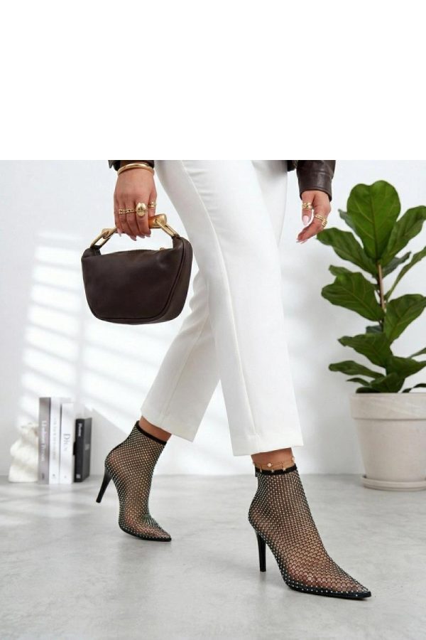 Black Heel Boots in Women`s Ankle Boots & Booties with Fabric, Footbed and Heel Height