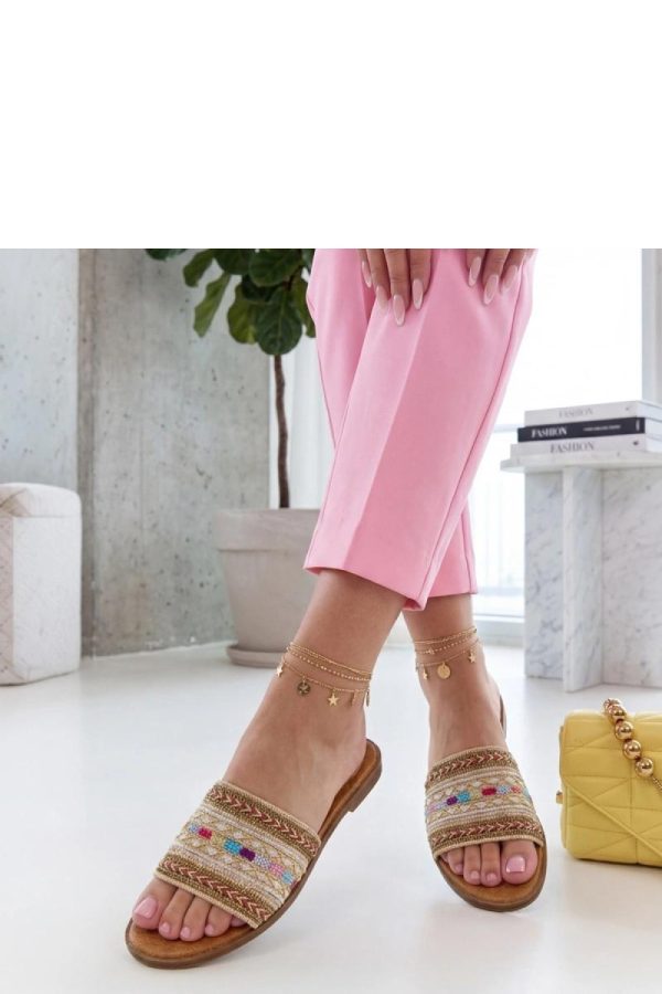 Beige Flip-flops in Sandals & Flip-Flops For Women with Fabric and Heel Height