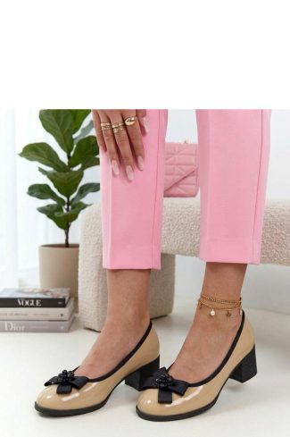 Beige Block Heel Pumps....Fabric, Footbed and Heel Height