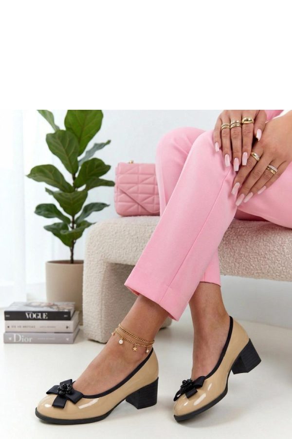 Beige Block Heel Pumps....Fabric, Footbed and Heel Height