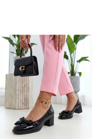 Black Block Heel Pumps..Fabric, Footbed and Heel Height