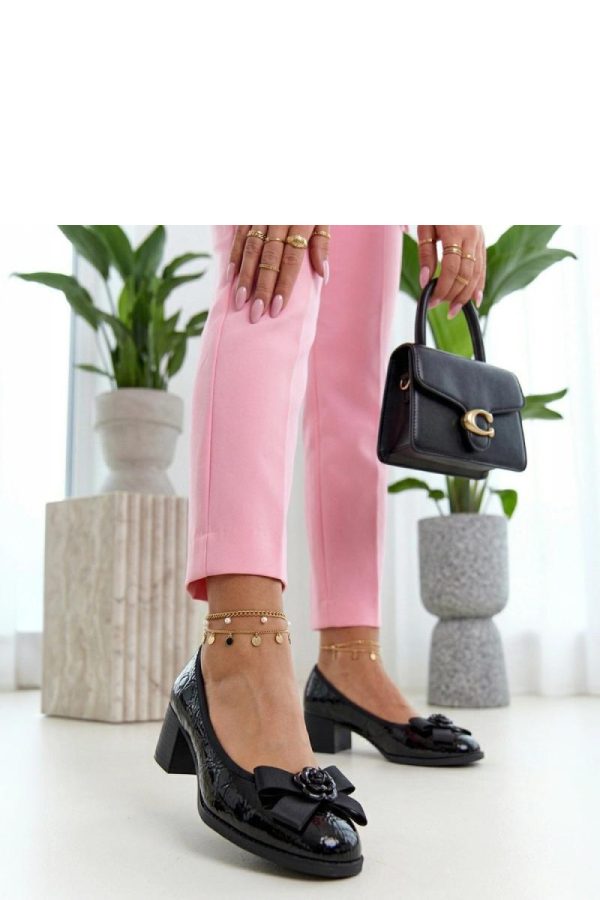 Black Block Heel Pumps..Fabric, Footbed and Heel Height
