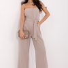 Beige Suit in Playsuits For Women with Spandex and Polyester