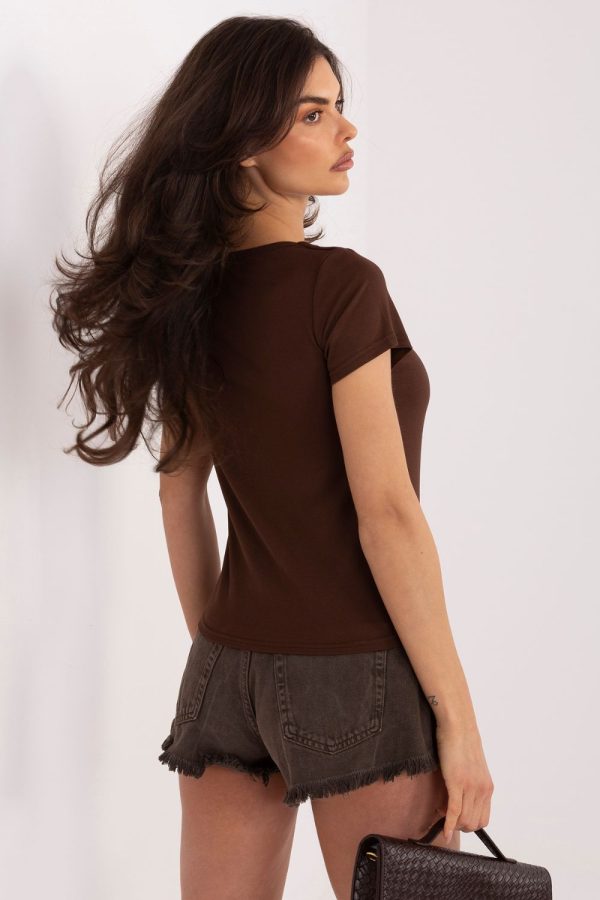 Brown Blouse in Women`s Blouses, Tunics with Spandex and Viscose