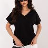 Black Blouse in Women`s Blouses, Tunics with Cotton and Spandex