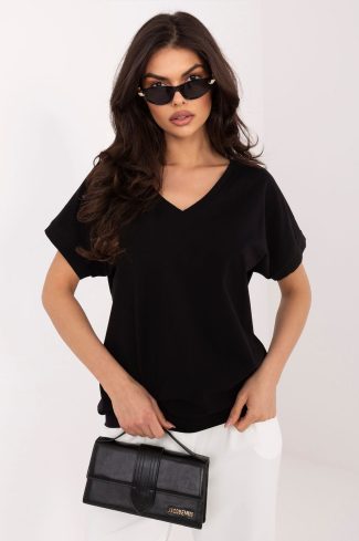 Black Blouse in Women`s Blouses, Tunics with Cotton and Spandex