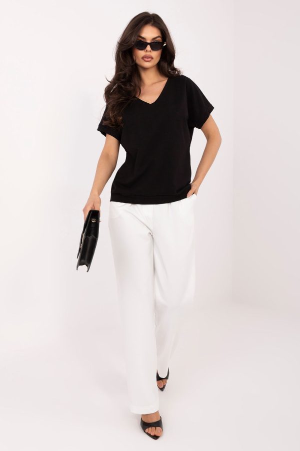 Black Blouse in Women`s Blouses, Tunics with Cotton and Spandex