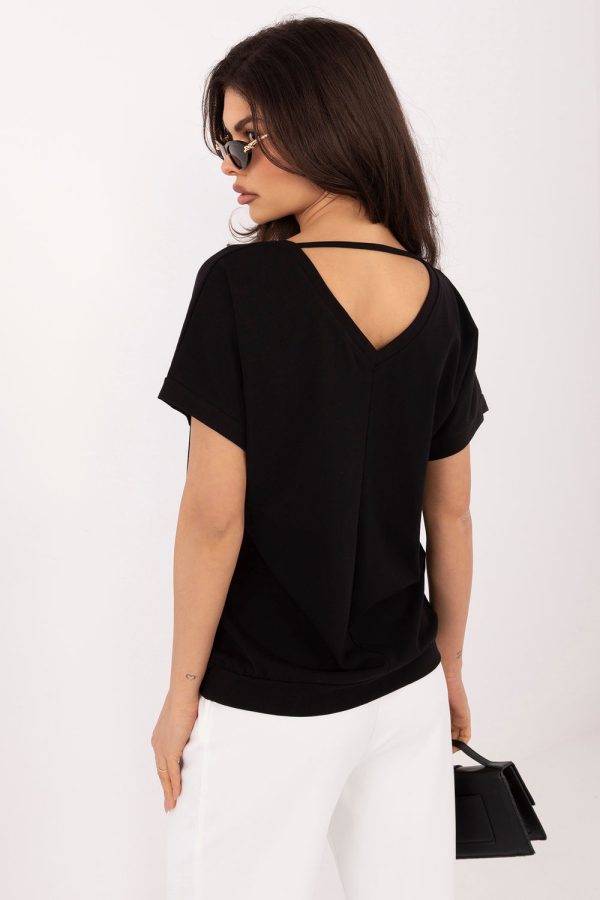 Black Blouse in Women`s Blouses, Tunics with Cotton and Spandex