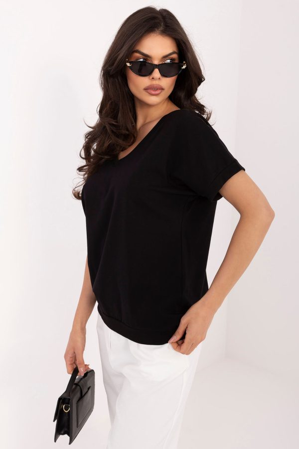 Black Blouse in Women`s Blouses, Tunics with Cotton and Spandex