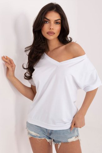 White Blouse in Women`s Blouses, Tunics with Cotton and Spandex