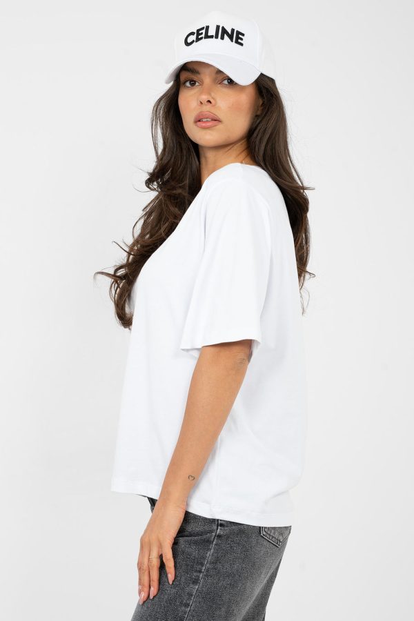 White T-shirt in Women`s Tops, T-shirts, Singlets with Cotton and Spandex