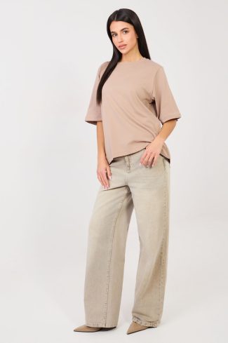 Beige T-shirt in Women`s Tops, T-shirts, Singlets with Cotton and Spandex