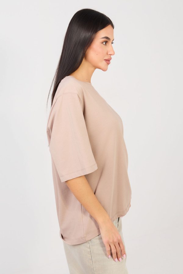 Beige T-shirt in Women`s Tops, T-shirts, Singlets with Cotton and Spandex