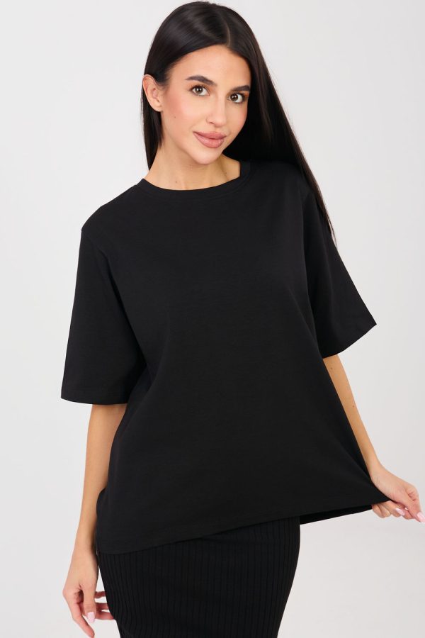 Black T-shirt in Women`s Tops, T-shirts, Singlets with Cotton and Spandex