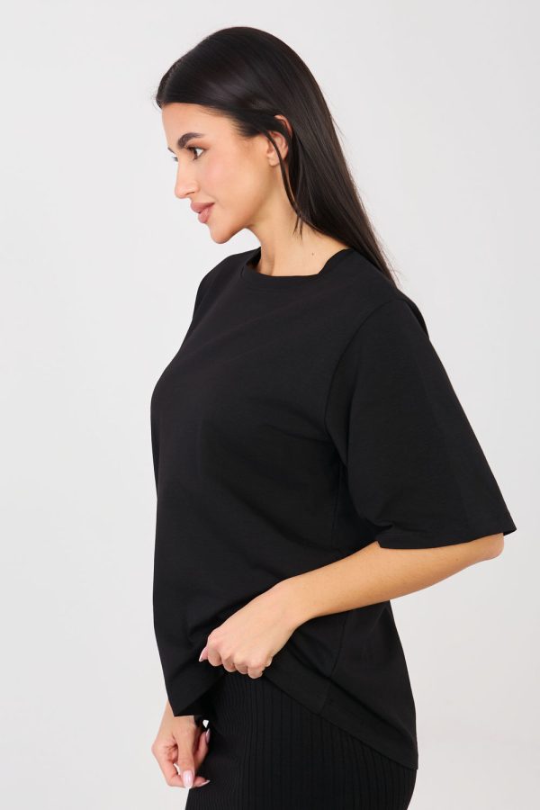 Black T-shirt in Women`s Tops, T-shirts, Singlets with Cotton and Spandex