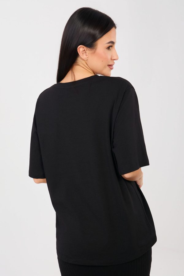 Black T-shirt in Women`s Tops, T-shirts, Singlets with Cotton and Spandex