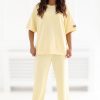 Yellow Set in Pants, Trousers, Shorts with Spandex and Viscose