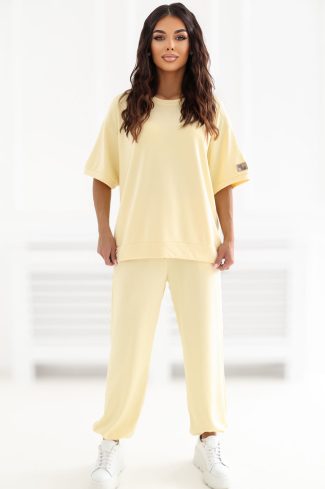Yellow Set in Pants, Trousers, Shorts with Spandex and Viscose