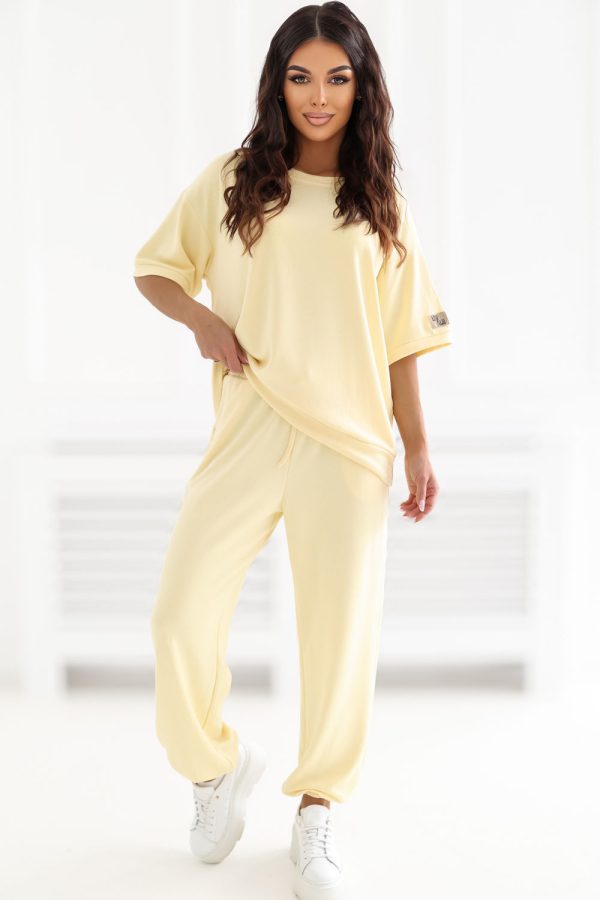 Yellow Set in Pants, Trousers, Shorts with Spandex and Viscose