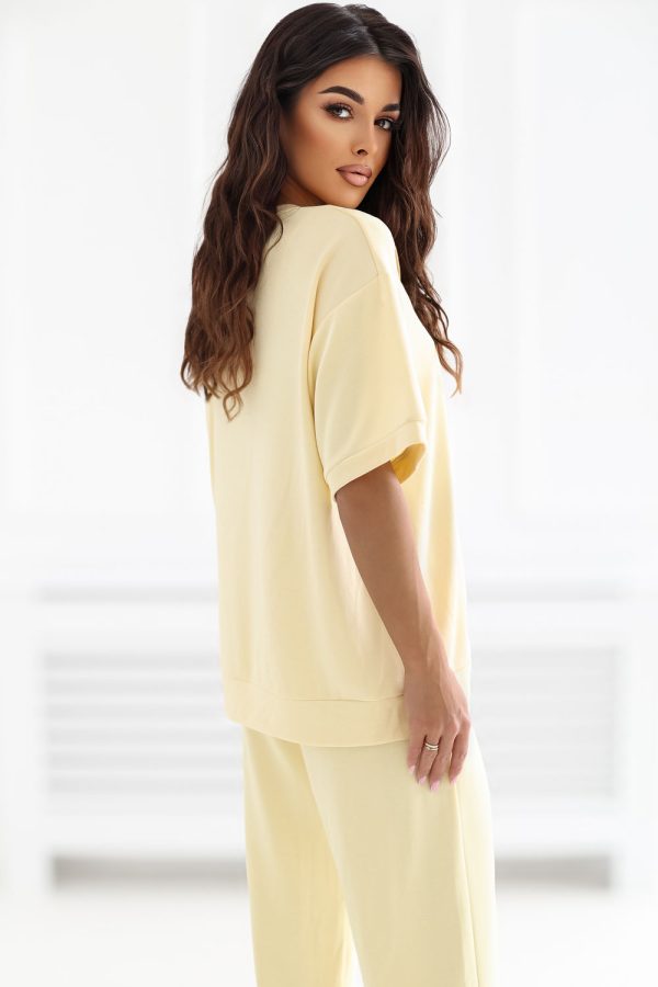 Yellow Set in Pants, Trousers, Shorts with Spandex and Viscose