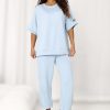 Blue Set in Pants, Trousers, Shorts with Spandex and Viscose