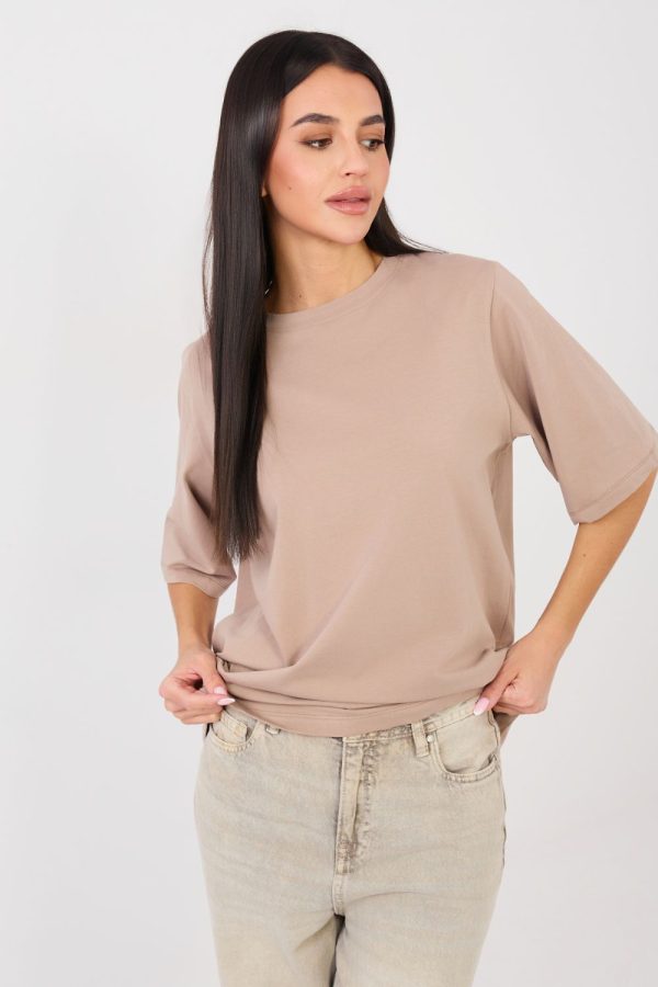 Beige T-shirt in Women`s Tops, T-shirts, Singlets with Cotton and Spandex