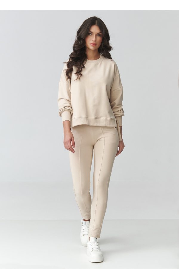 Beige Set in Pants, Trousers, Shorts with Cotton and Spandex