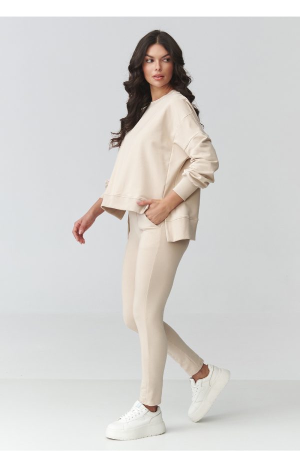 Beige Set in Pants, Trousers, Shorts with Cotton and Spandex