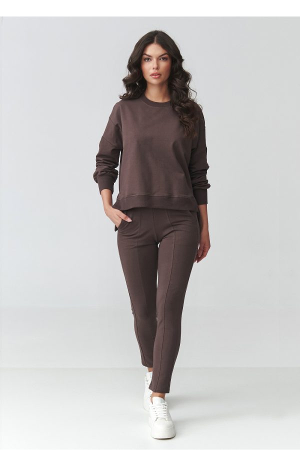 Brown Set in Pants, Trousers, Shorts with Cotton and Spandex