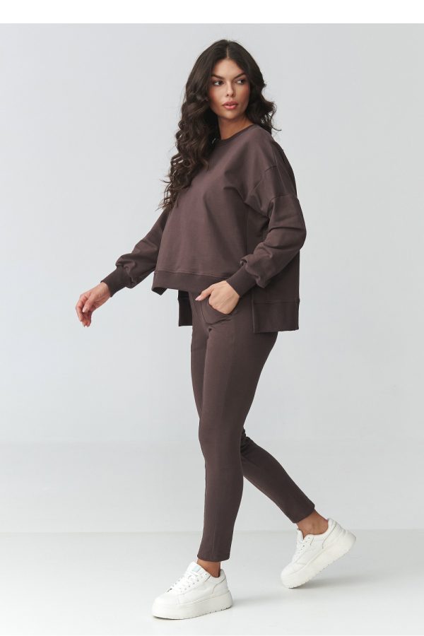 Brown Set in Pants, Trousers, Shorts with Cotton and Spandex