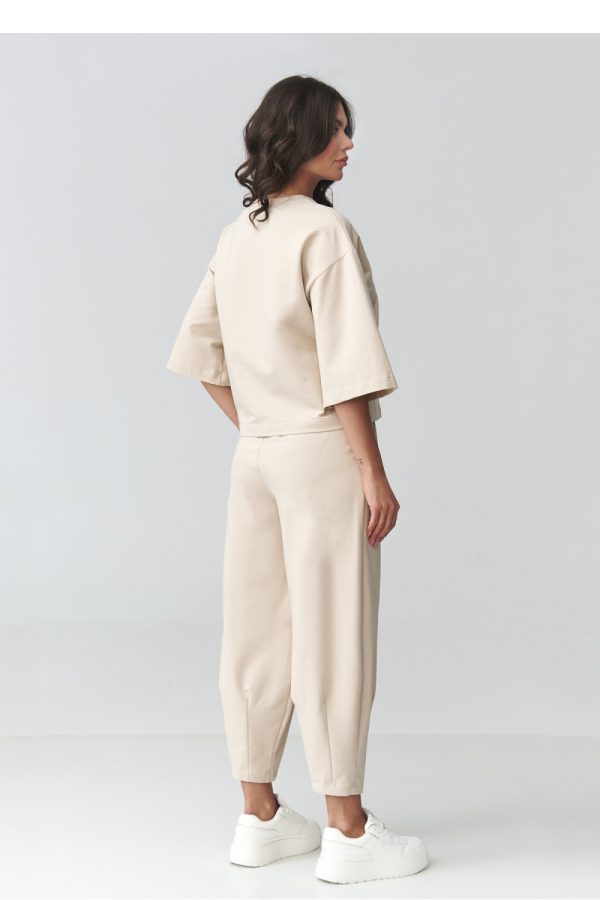 Beige Set in Pants, Trousers, Shorts with Cotton and Spandex
