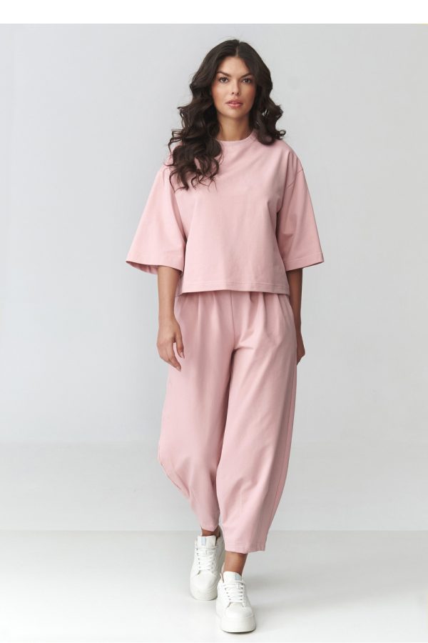 Pink Set in Pants, Trousers, Shorts with Cotton and Spandex