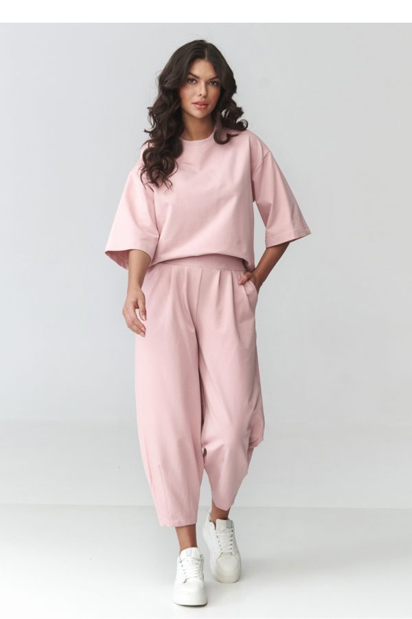 Pink Set in Pants, Trousers, Shorts with Cotton and Spandex