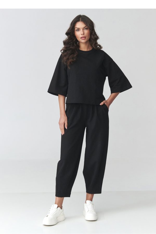Black Set in Pants, Trousers, Shorts with Cotton and Spandex
