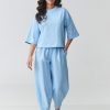 Blue Set in Pants, Trousers, Shorts with Cotton and Spandex