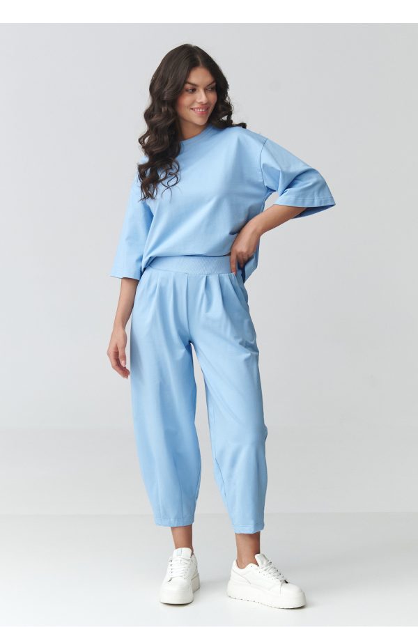 Blue Set in Pants, Trousers, Shorts with Cotton and Spandex