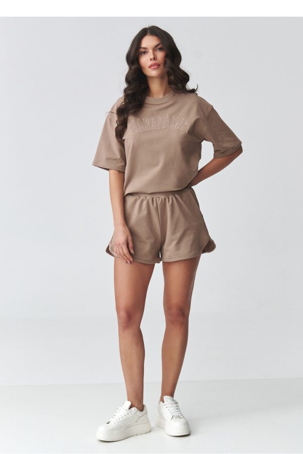 Brown Set in Pants, Trousers, Shorts with Cotton and Spandex