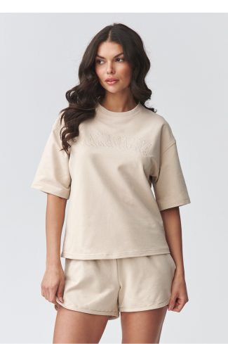 Beige Set in Pants, Trousers, Shorts with Cotton and Spandex