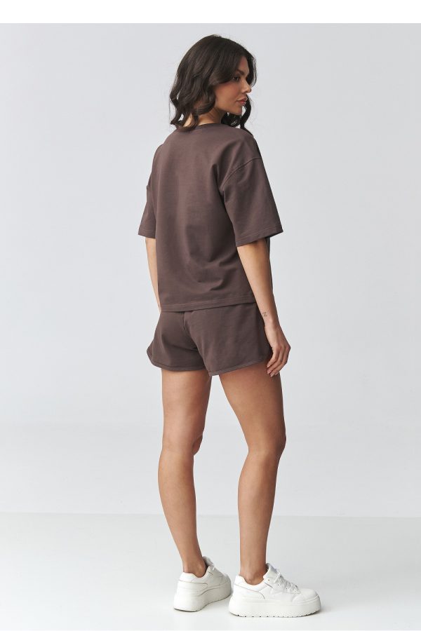Brown Set in Pants, Trousers, Shorts with Cotton and Spandex