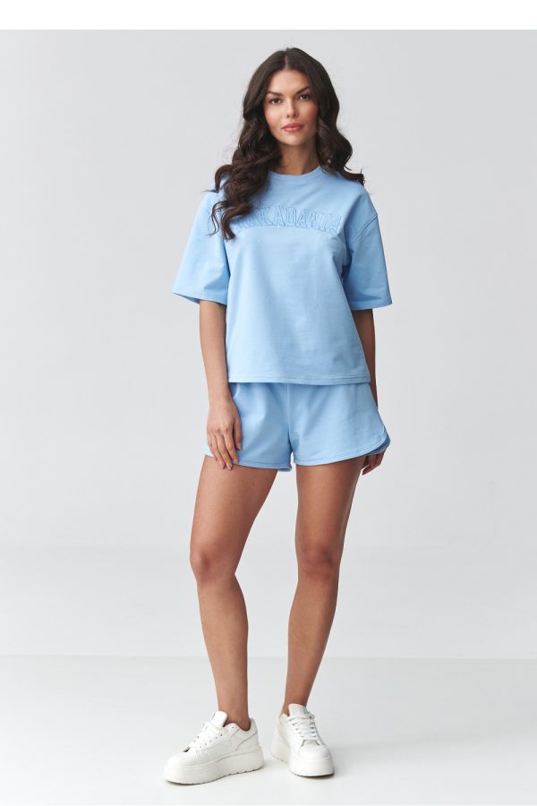 Blue Set in Pants, Trousers, Shorts with Cotton and Spandex